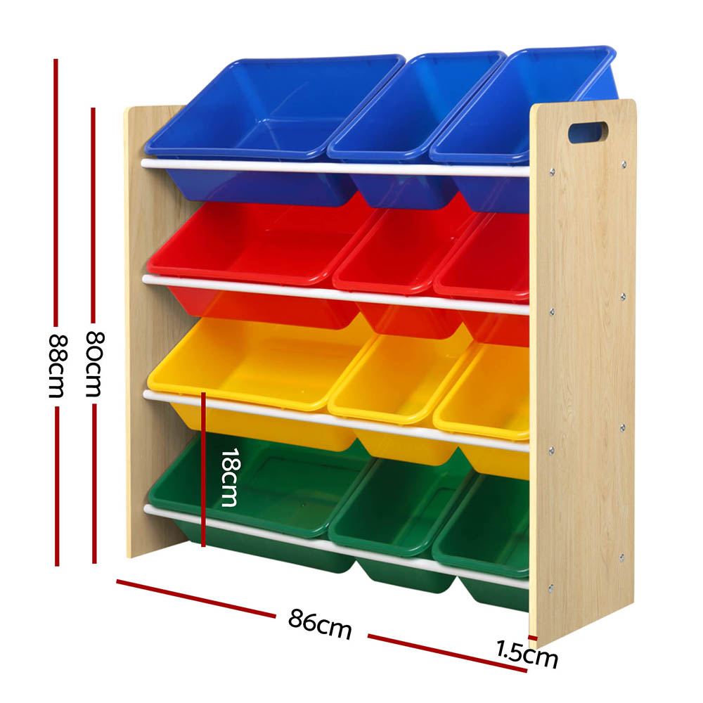 Keezi Kids Toy Box 12-Bin Bookshelf Organiser - Image 3