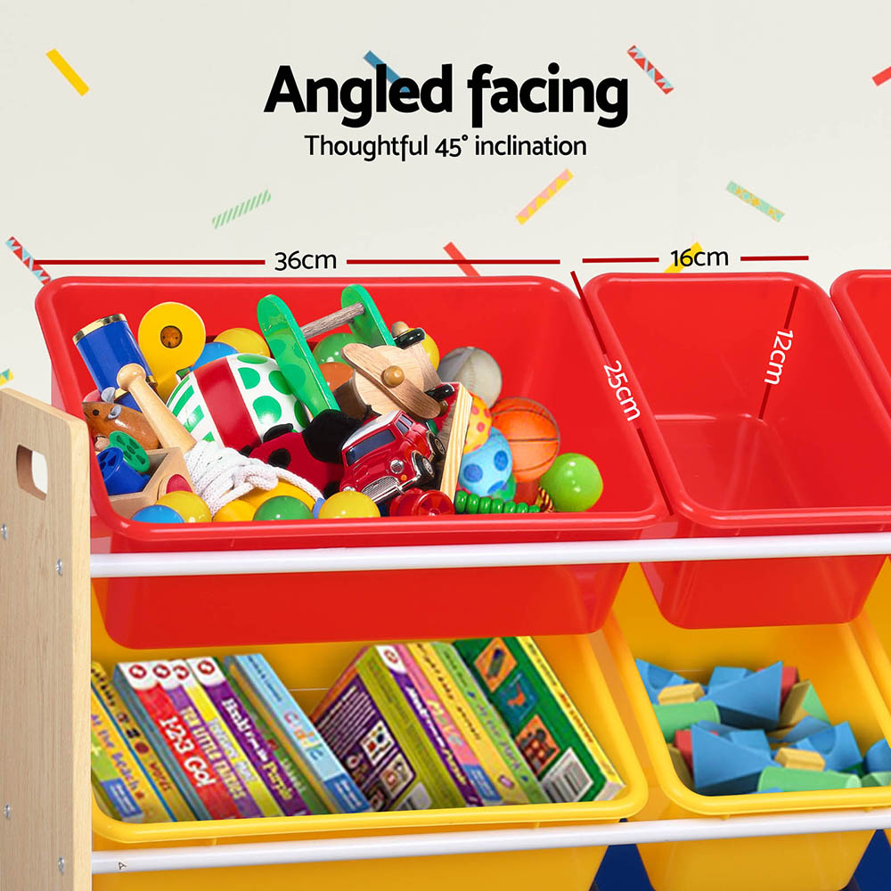 Keezi Kids Toy Box 12-Bin Bookshelf Organiser - Image 7