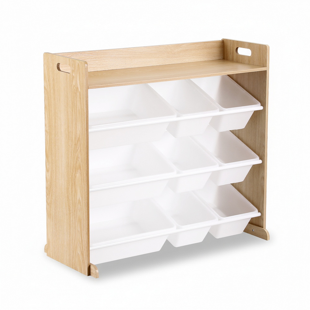 Keezi Kids Toy Box 9 Bins Bookshelf Wooden