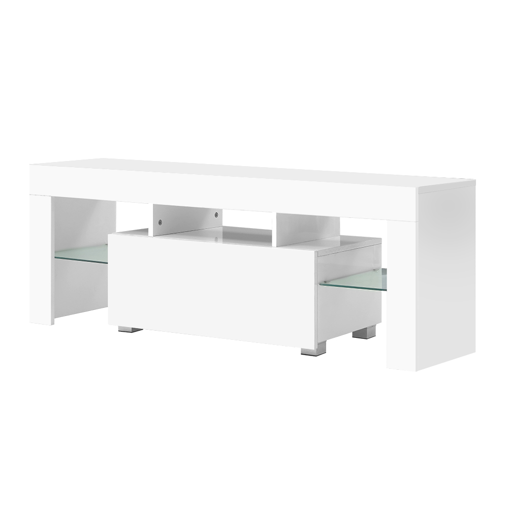 Artiss TV Entertainment Unit with LED Lights - 130cm Elo White - Image 3