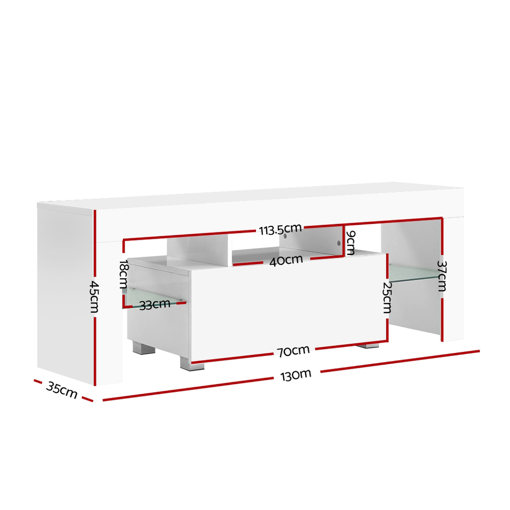 Artiss TV Entertainment Unit with LED Lights - 130cm Elo White - Image 4