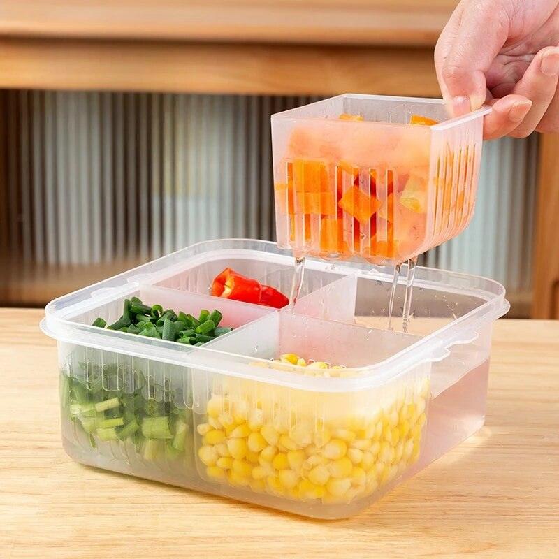 Grey Fruit Plate Storage Box, Partitioned Tray for Organising Snacks and Fruits - Image 5