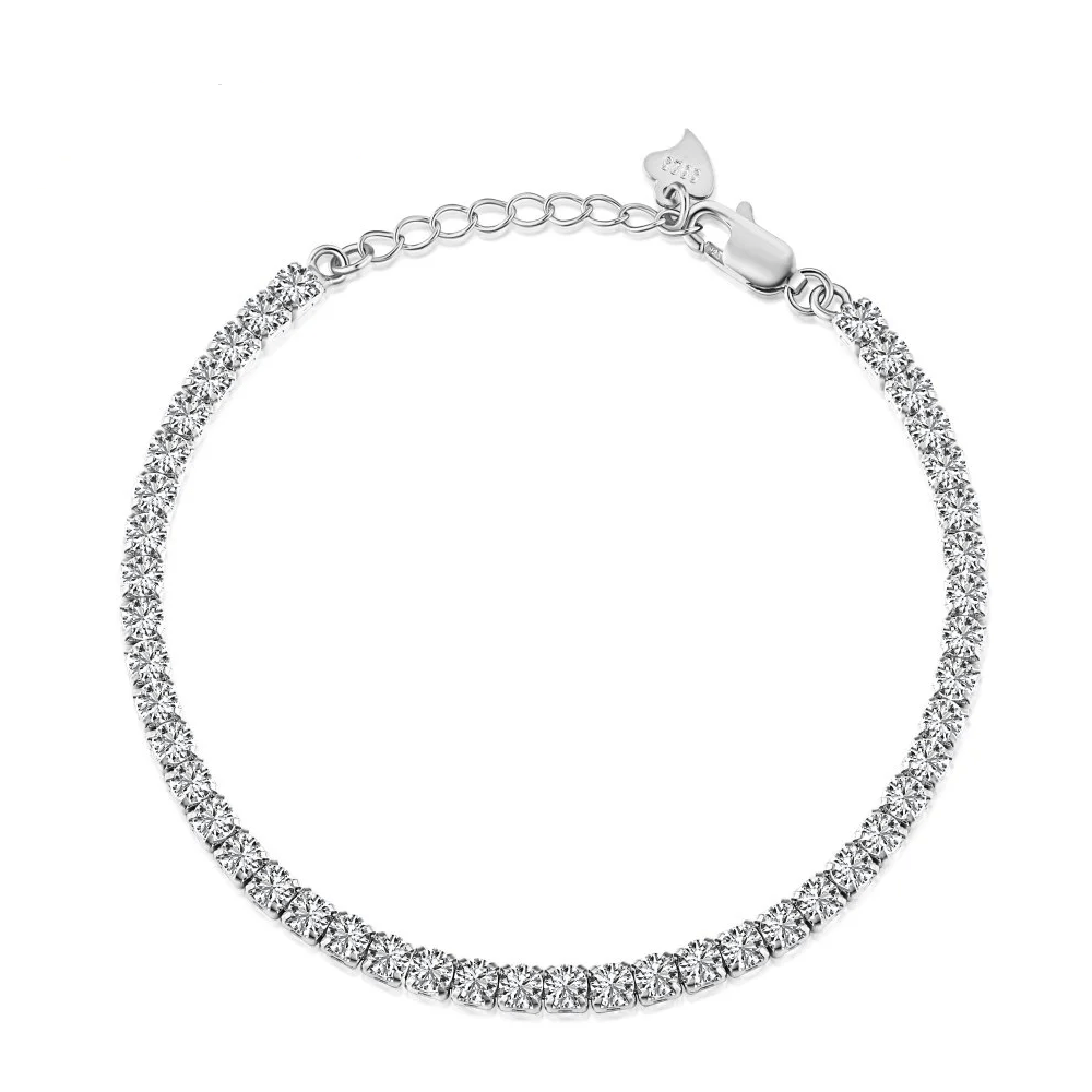 Multi-Colour Iced Out Bling CZ Tennis Silver Bracelet - Free Shipping