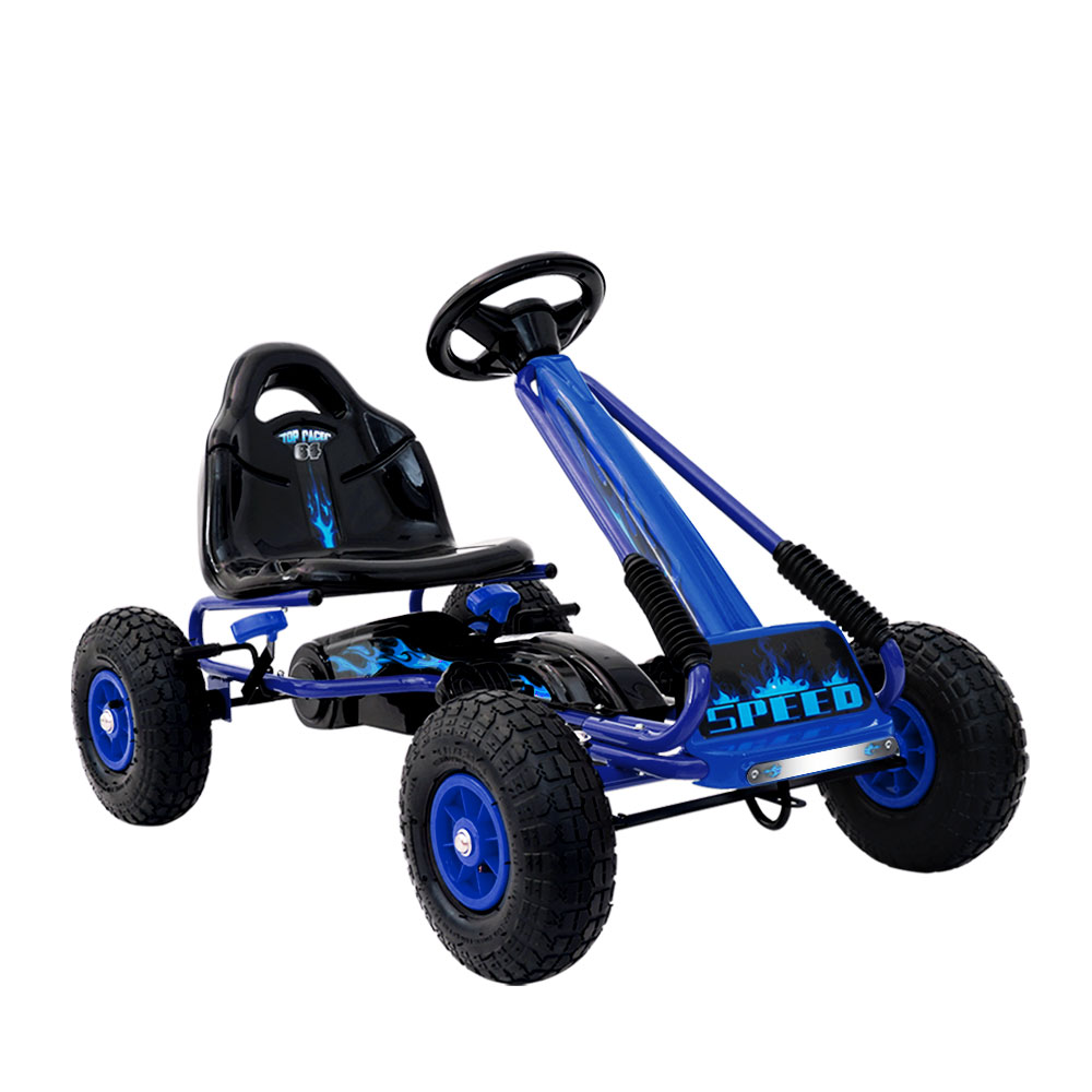 Rigo Kids Pedal Racing Go-Kart with Rubber Tyres Blue