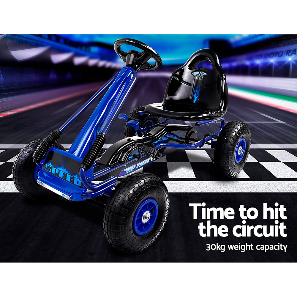 Rigo Kids Pedal Racing Go-Kart with Rubber Tyres Blue - Image 6