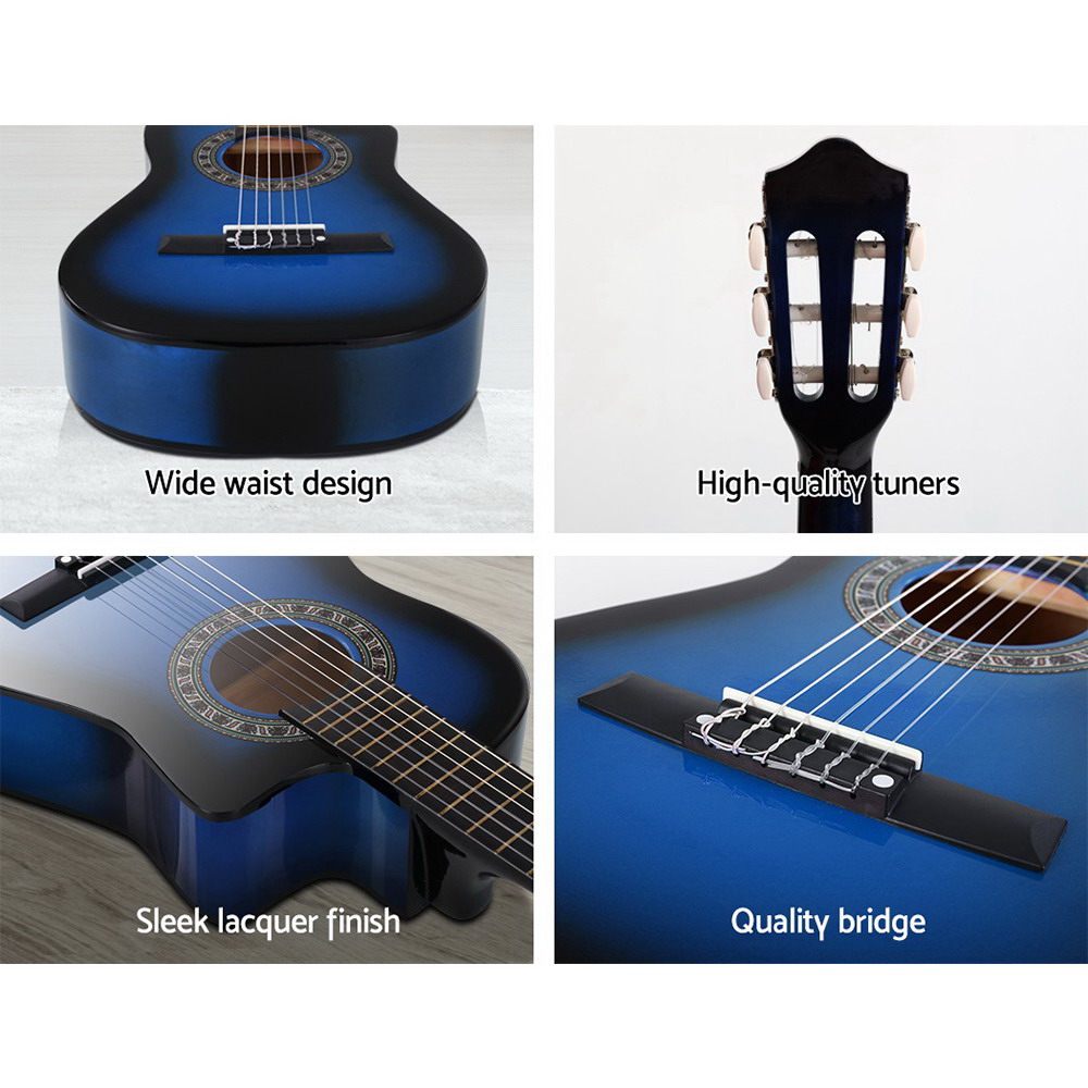 Alpha 34-Inch Blue Wooden Classical Guitar Starter Kit for Kids - Image 5