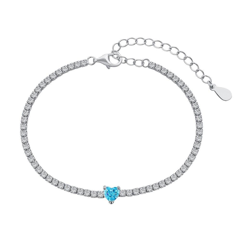 S925 Silver Rhodium Plated Blue CZ Classic Bracelet, Fine Jewellery Online - Free Shipping