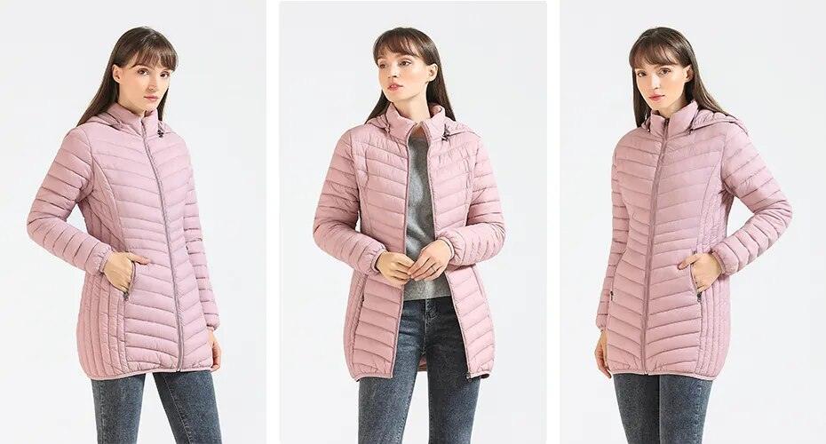 S Burgandy Ultralight Long Parka with Detachable Hood, Padded Puffer Coat - Image 4