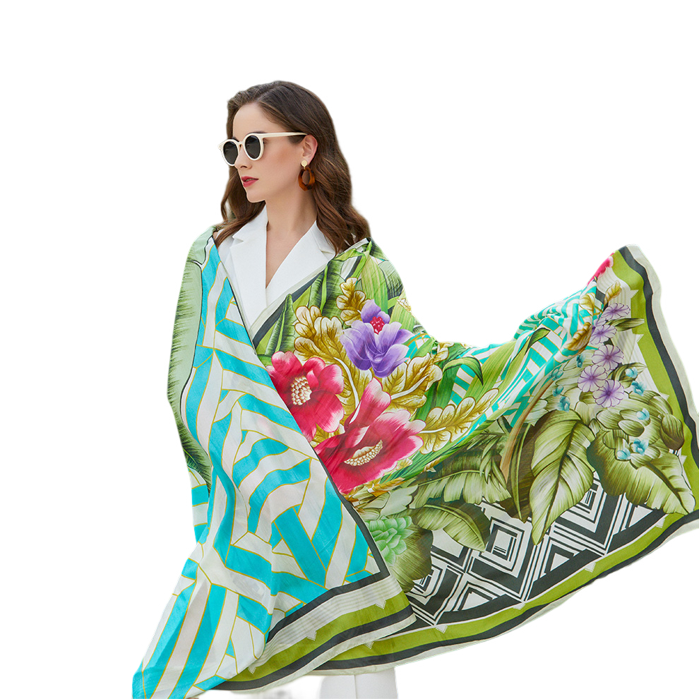 Avocado Green Mulberry Silk Long Scarf Luxury Women Beach Shawl, Fast Gift Ideas - Free Shipping