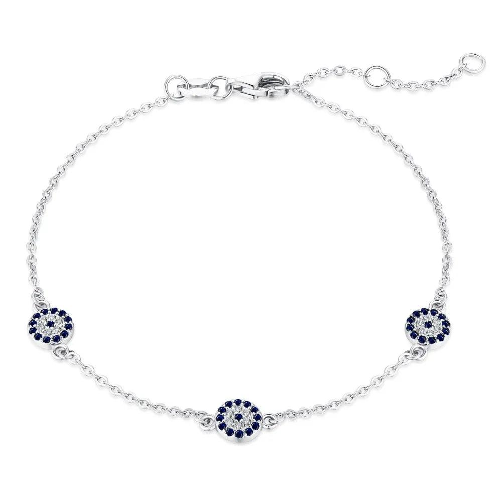 Cubic Zirconia Blue Eye 925 Silver Bracelet for Women, Engagement Gift Idea - Free Shipping