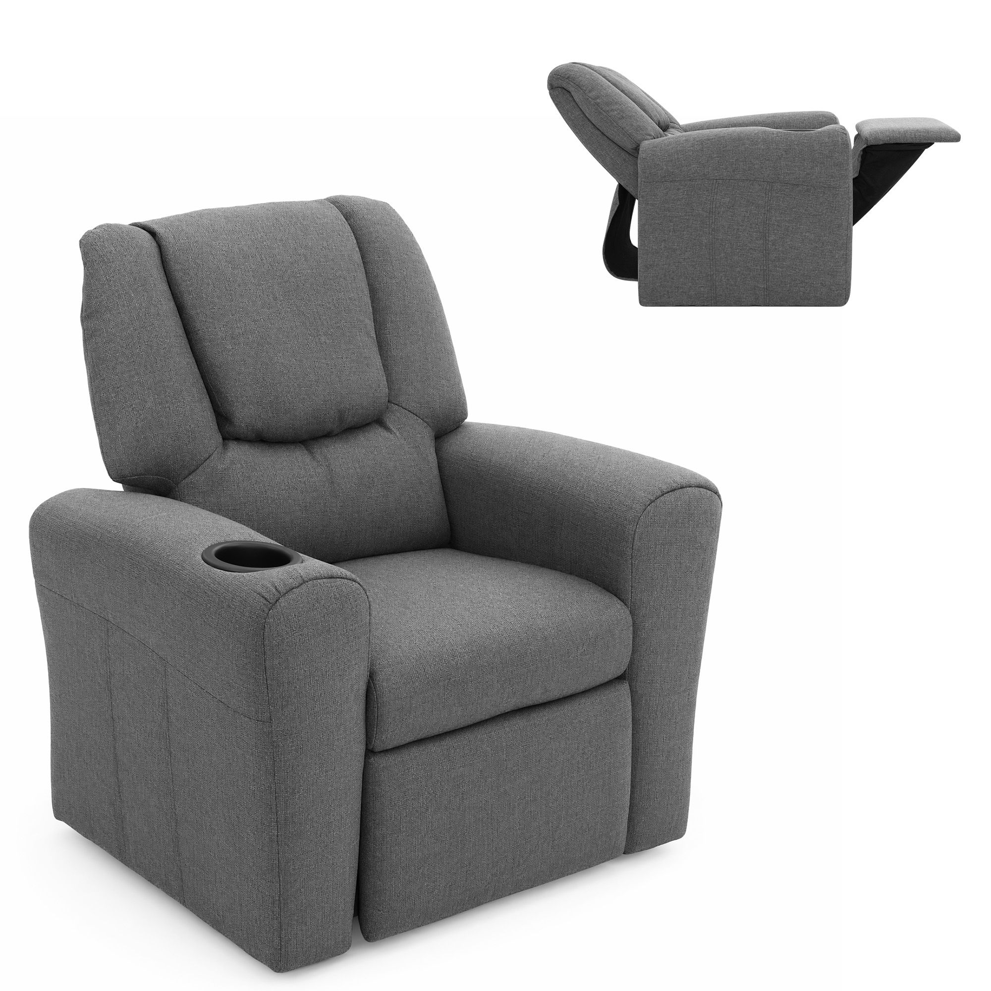 Keezi Kids Grey Linen Recliner Armchair