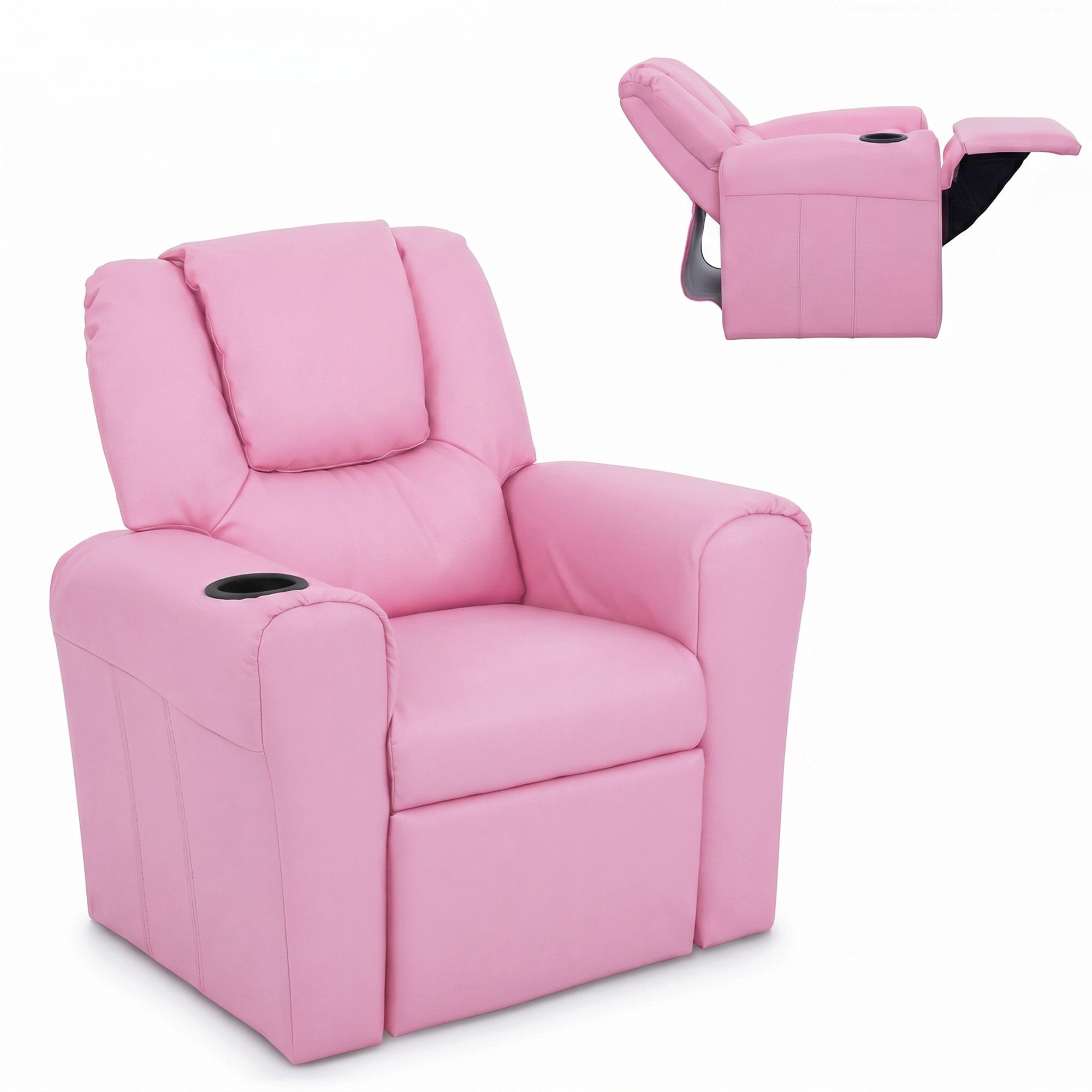 Keezi Kids Recliner Chair - Pink PU Leather