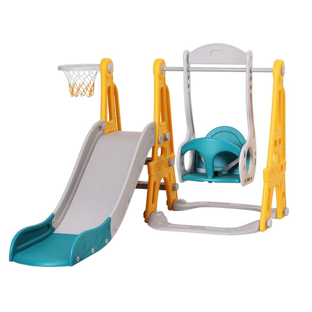 Keezi Kids Slide Swing Set Basketball Adjustable 140cm Green
