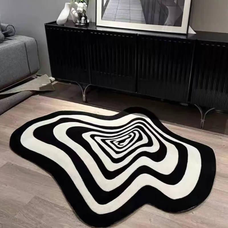 Light Green Modern Striped Rug 100x160cm, Creative Living Room Accent with Fluffy Plush Mat - Image 6