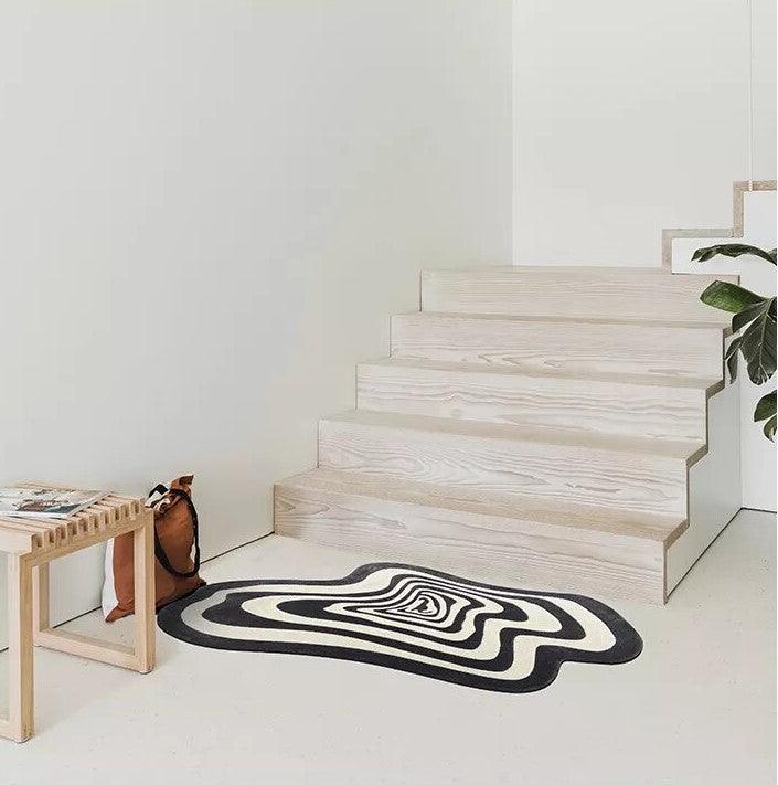 Tan Striped Bedroom Rug 100x160cm Fluffy Plush Mat, Timeless Decor - Image 2