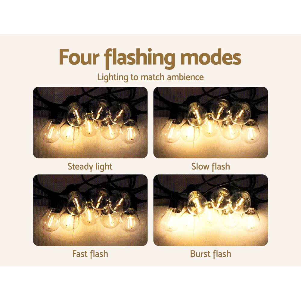 2 Pack 17m Solar Festoon Outdoor LED String Lights Christmas Party Decor - Image 5