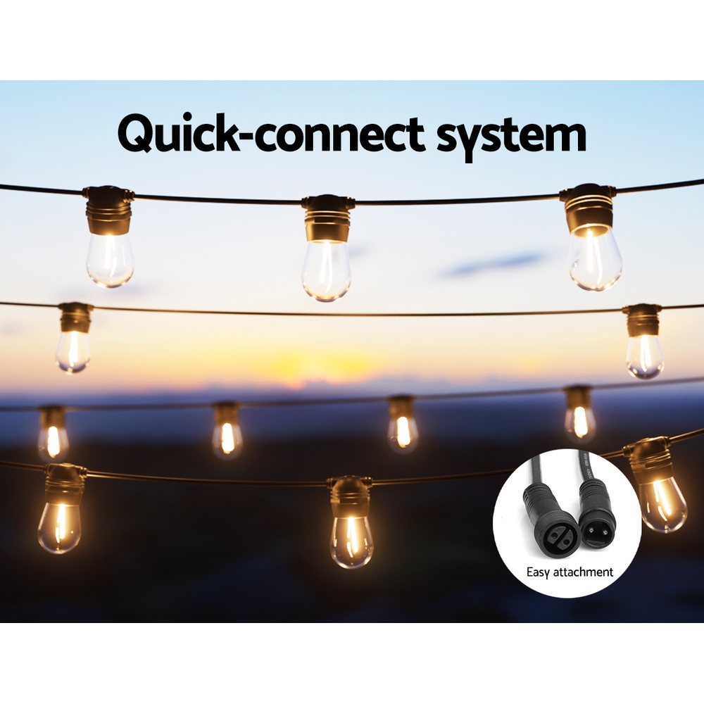 2 Pack 17m Solar Festoon Outdoor LED String Lights Christmas Party Decor - Image 6