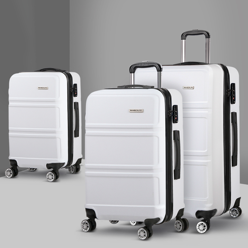 Wanderlite 20-24-28" 3pc Spinner Luggage Set - White