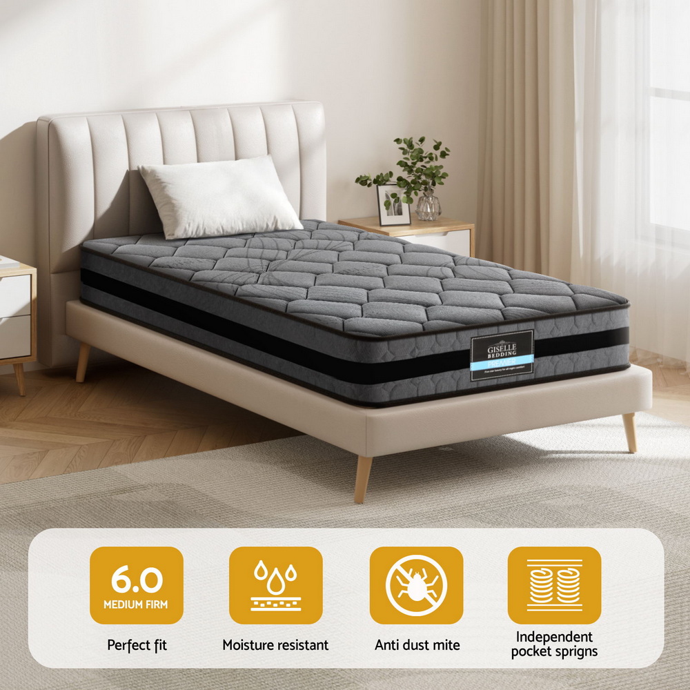 Giselle Bedding Single 22cm Medium Firm Mattress Orthopedic Support - Image 4