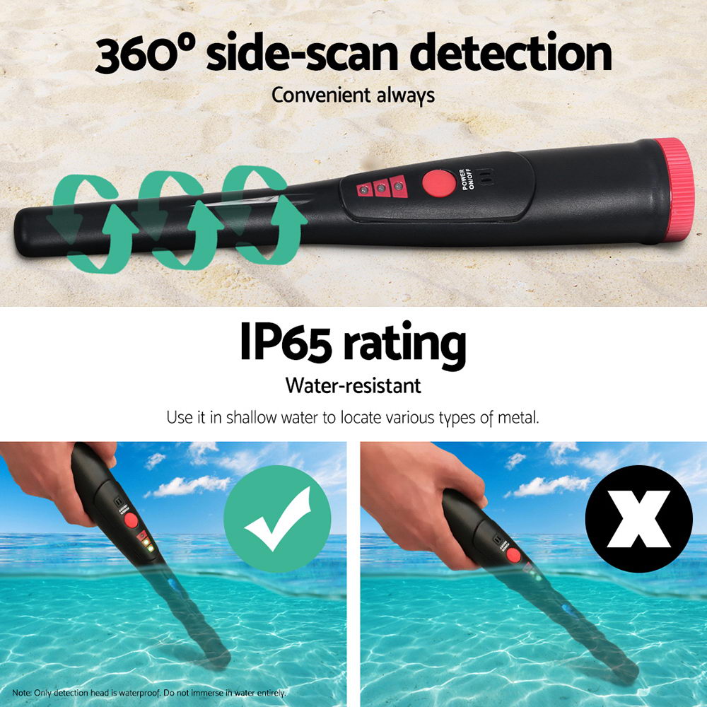 Metal Detector 40MM Handheld Pinpointer Waterproof Automatic Hunter Black - Image 3