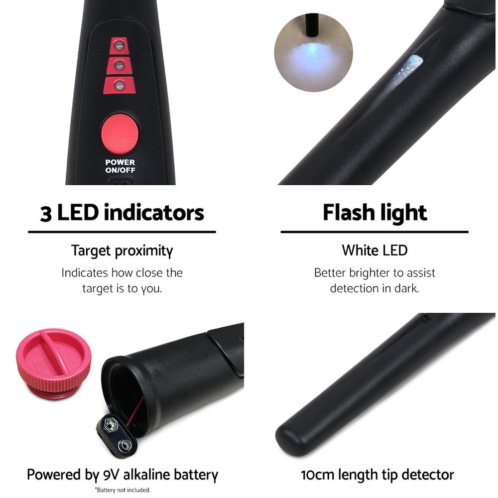 Metal Detector 40MM Handheld Pinpointer Waterproof Automatic Hunter Black - Image 4