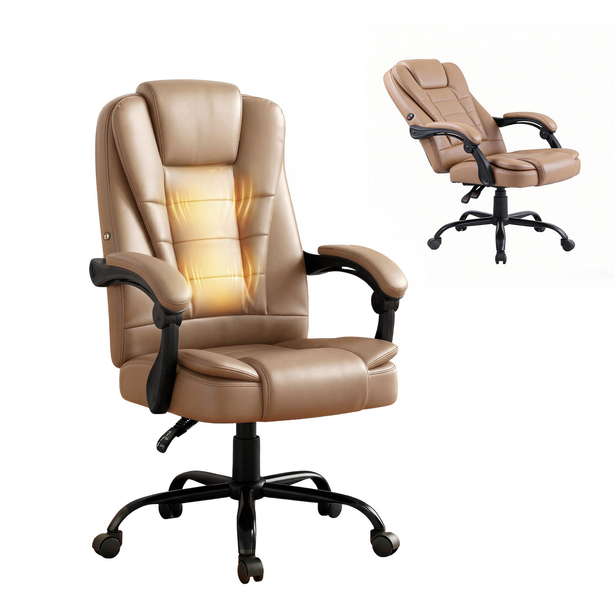 Artiss Massage Office Chair - Brown PU Leather Espresso