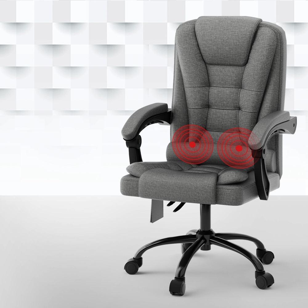 Artiss 2-Point Massage Office Chair Fabric - Black