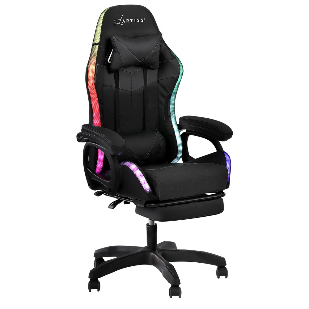 Artiss Gaming Office Chair 12 RGB LED Massage Black
