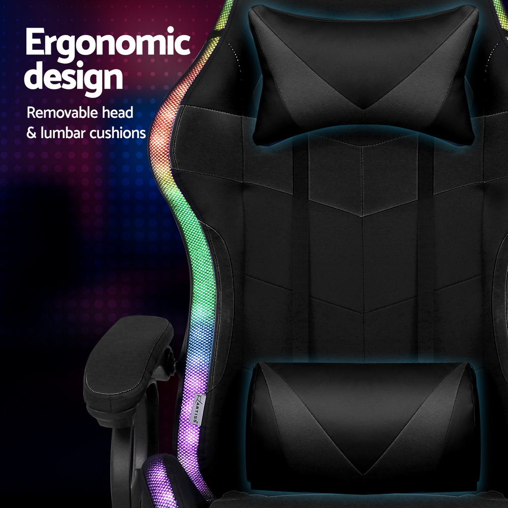Artiss Gaming Office Chair 12 RGB LED Massage Black - Image 4