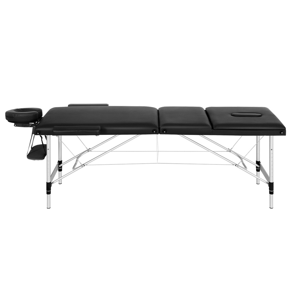 Zenses 65cm Portable 3-Fold Aluminium Beauty Massage Table - Black - Image 3