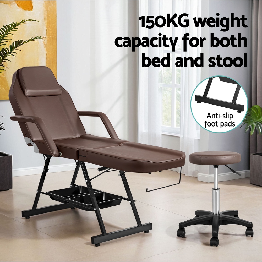 Zenses Massage Table Adjustable Salon Bed Chair 3-Fold Brown - Image 6