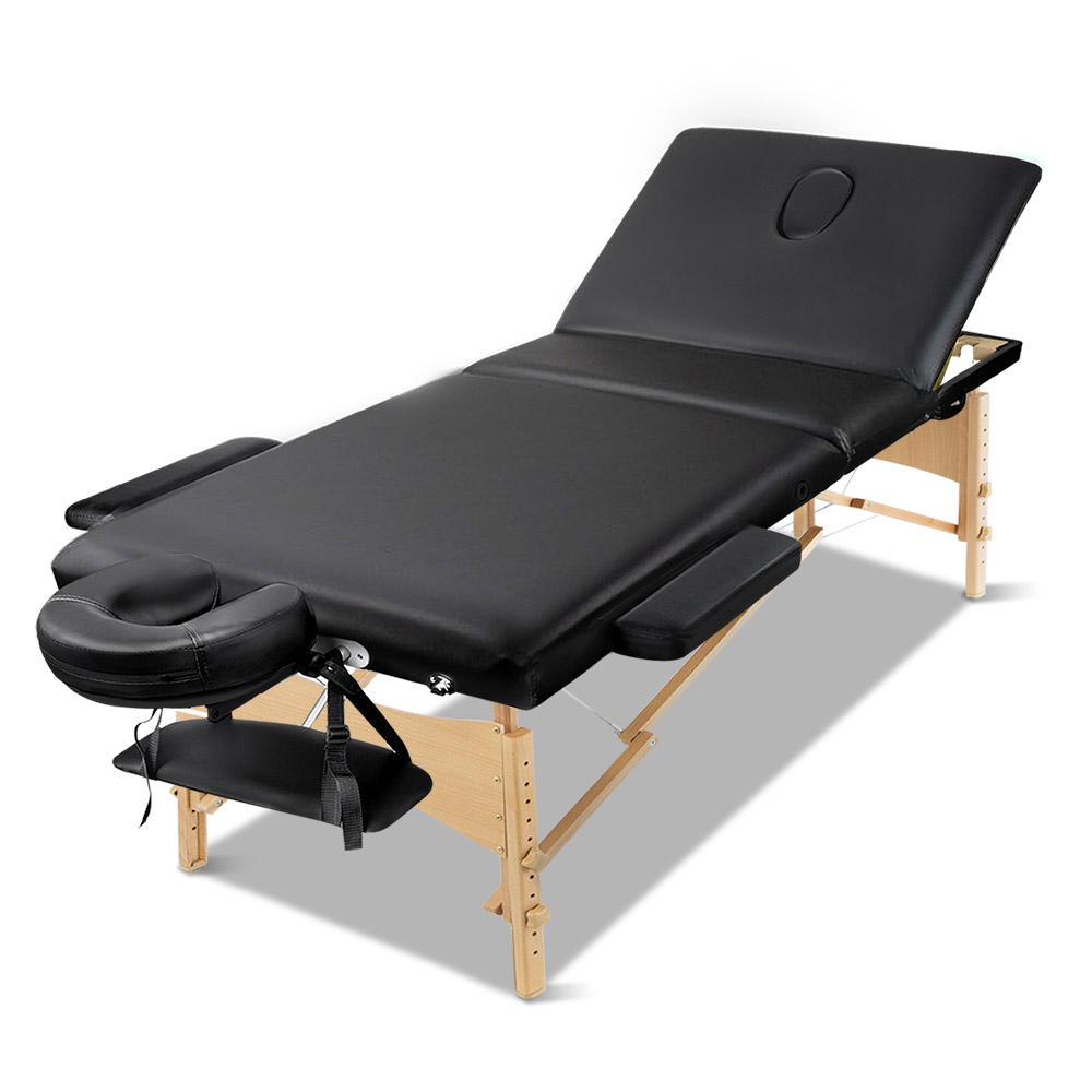 Zenses 60cm 3 Fold Portable Massage Table Black - Image 8