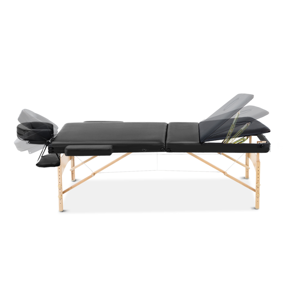 Zenses 75cm 3 Fold Portable Massage Table Black - Image 3