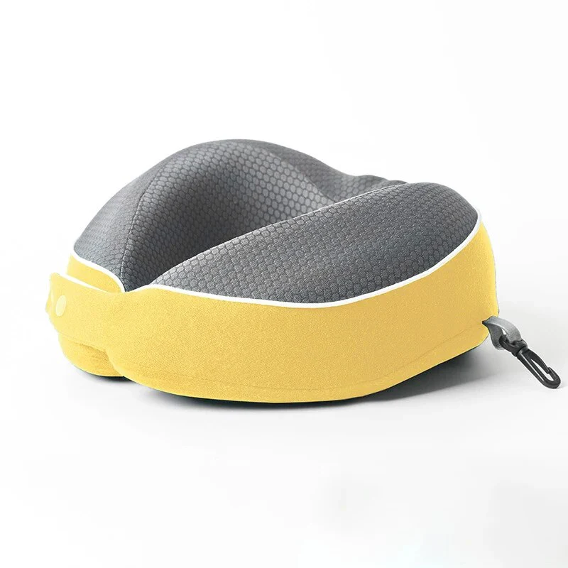 Yellow Memory Cotton U-Shaped Neck Pillow for Comfortable Sleep