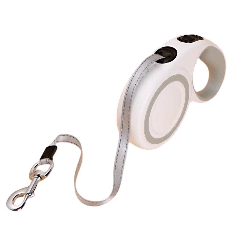 White Reflective Dog Leash, 5m Retractable, Medium / Large, Must-Have Pet Accessory - Free Shipping