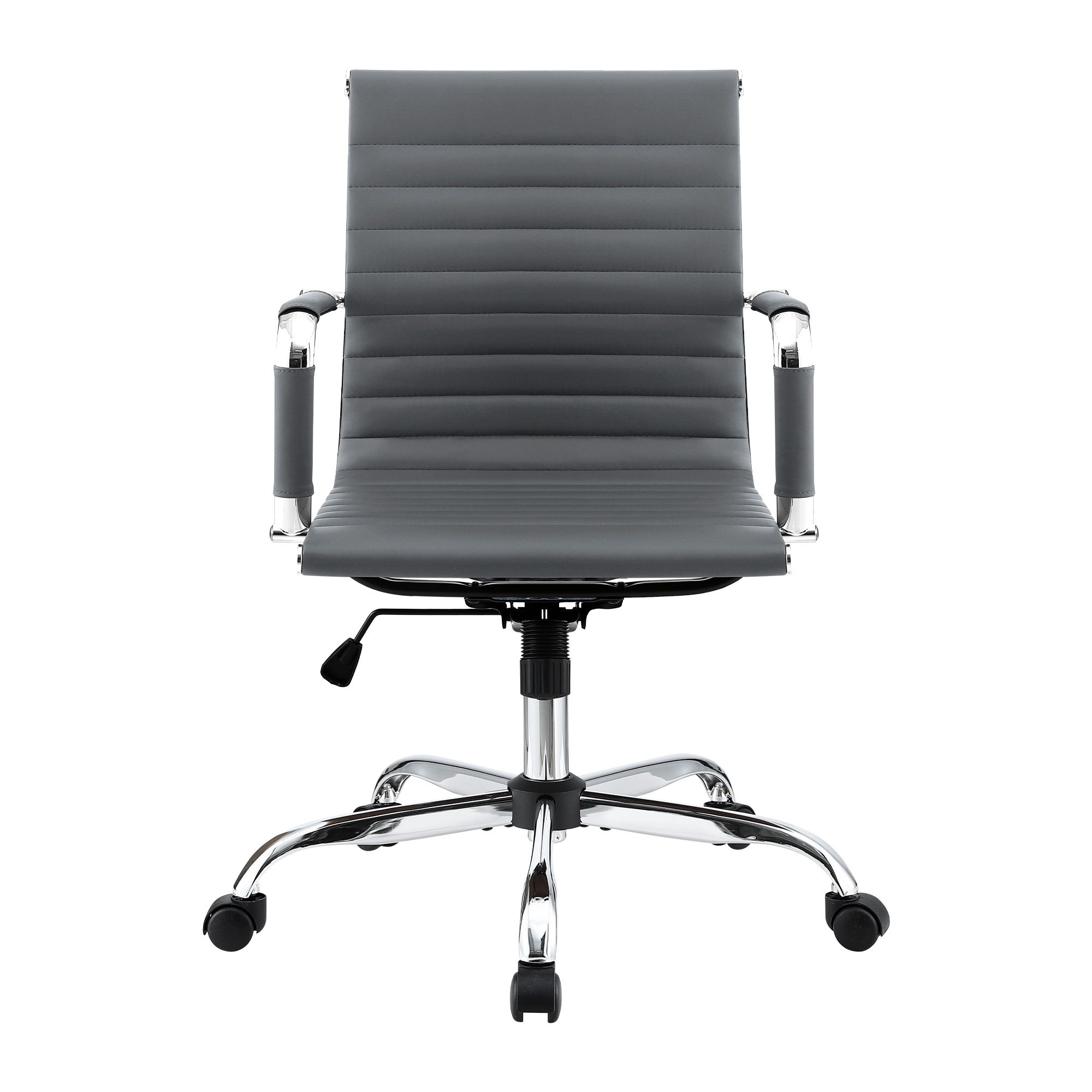Artiss Mid Back Grey PU Leather Conference Office Chair - Image 3