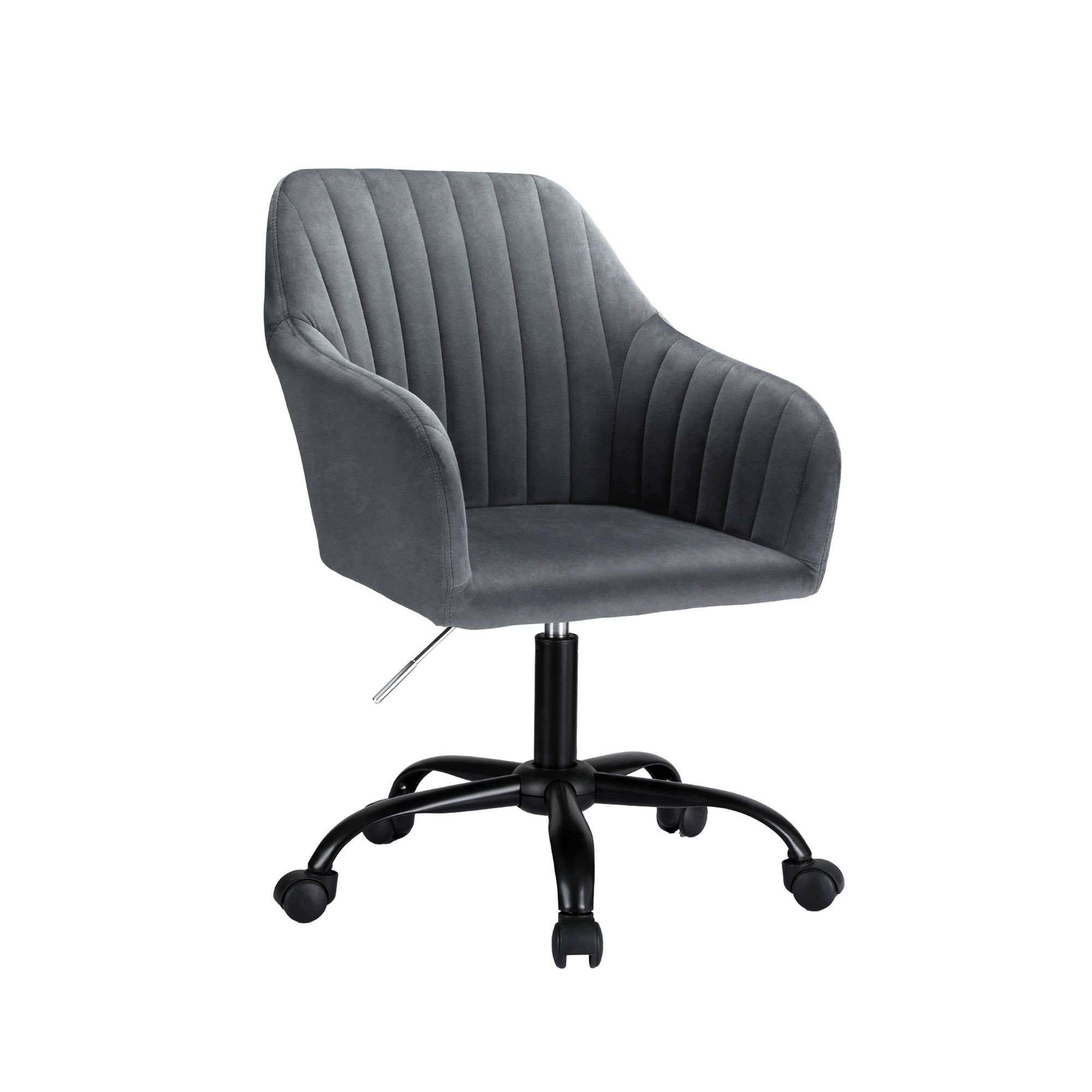 Artiss Modern Velvet Office Desk Swivel Chair (Dark Grey)