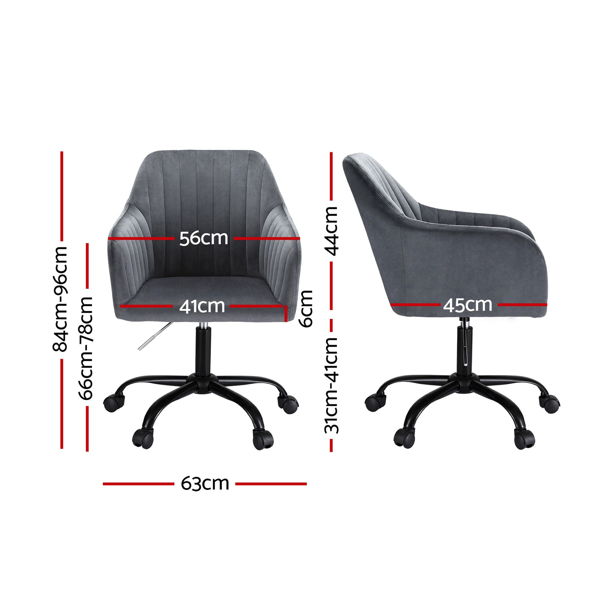 Artiss Modern Velvet Office Desk Swivel Chair (Dark Grey) - Image 2