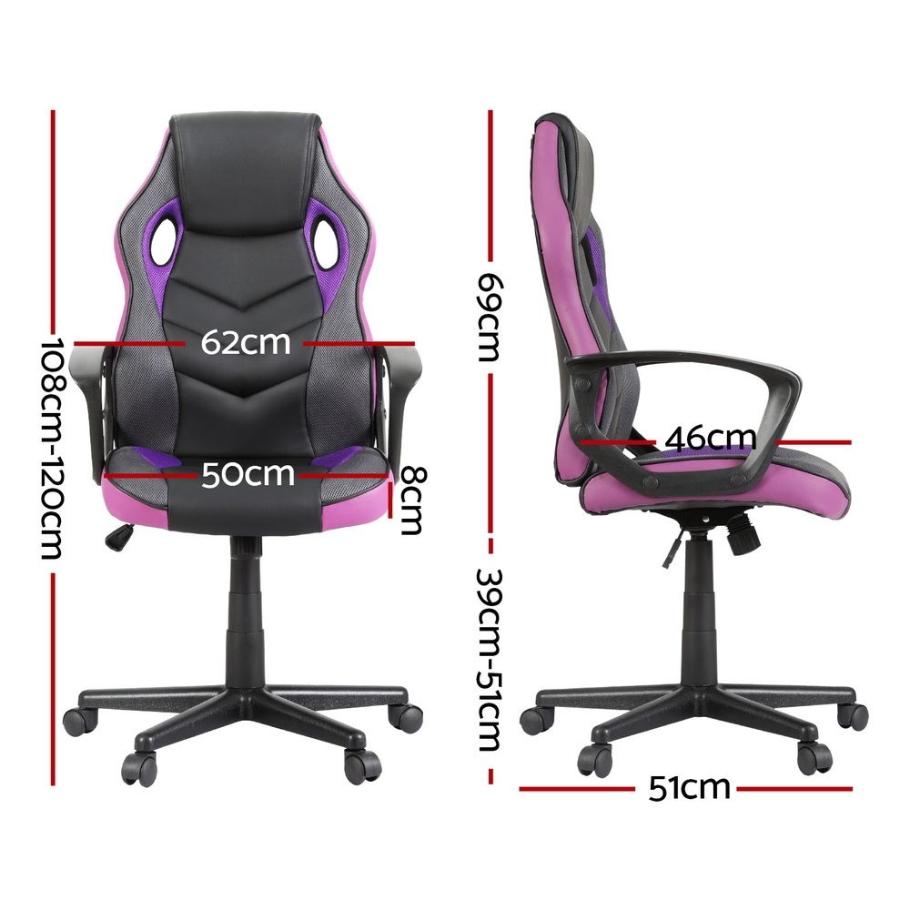 Artiss High-Back Ergonomic Gaming Office Computer Chair (Purple) - Image 2