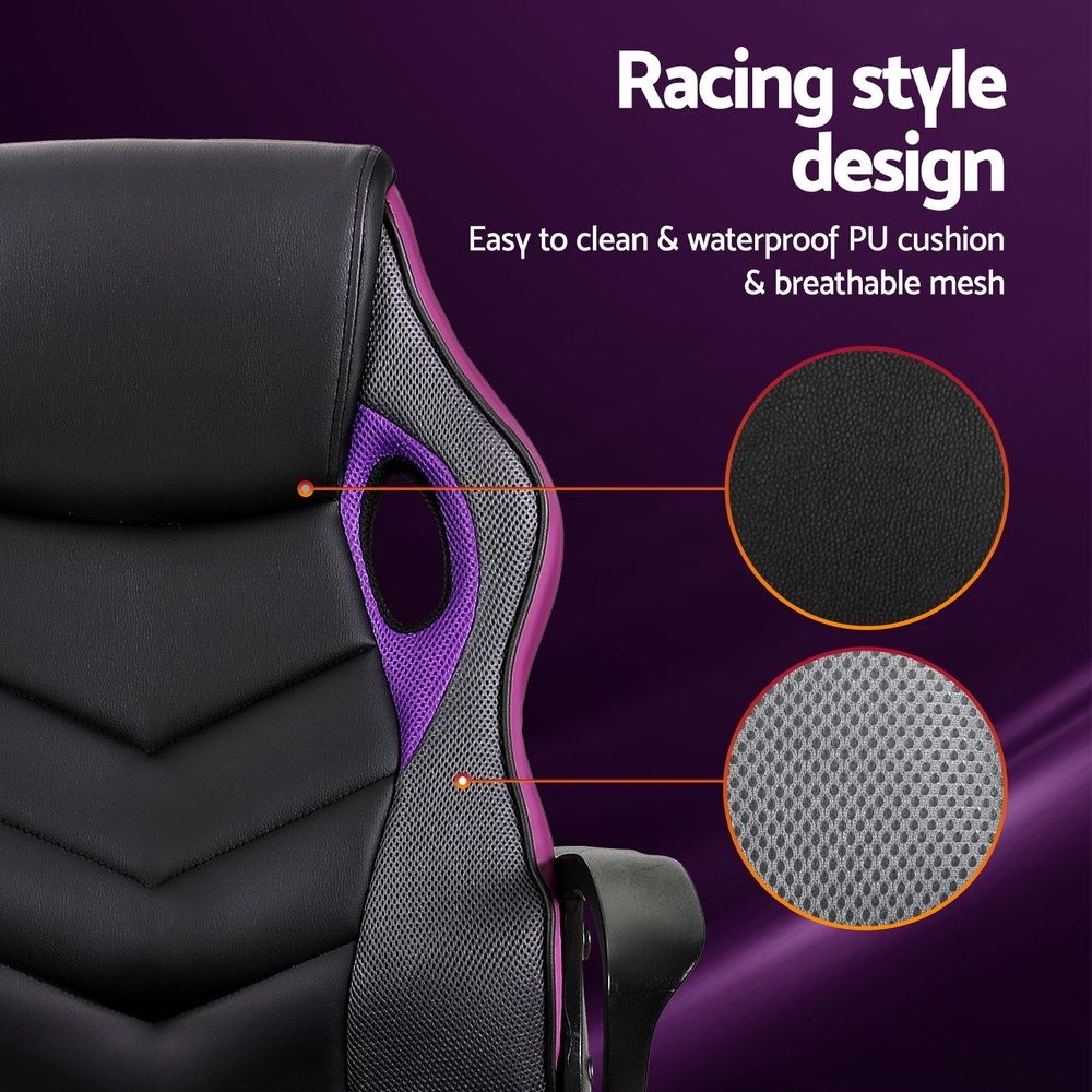 Artiss High-Back Ergonomic Gaming Office Computer Chair (Purple) - Image 4