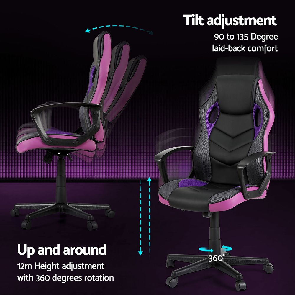 Artiss High-Back Ergonomic Gaming Office Computer Chair (Purple) - Image 5