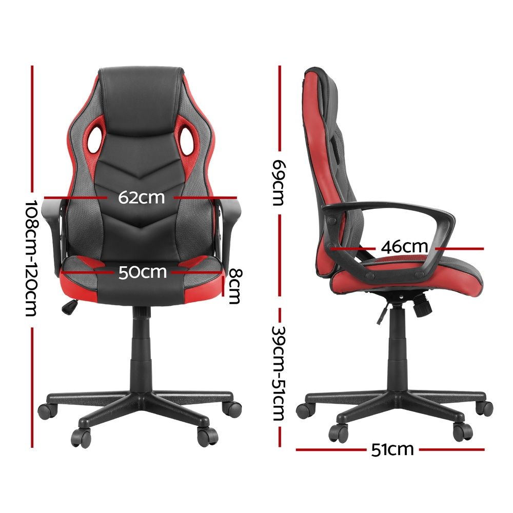 Artiss High-Back Ergonomic Gaming Office Computer Chair (Red) - Image 2