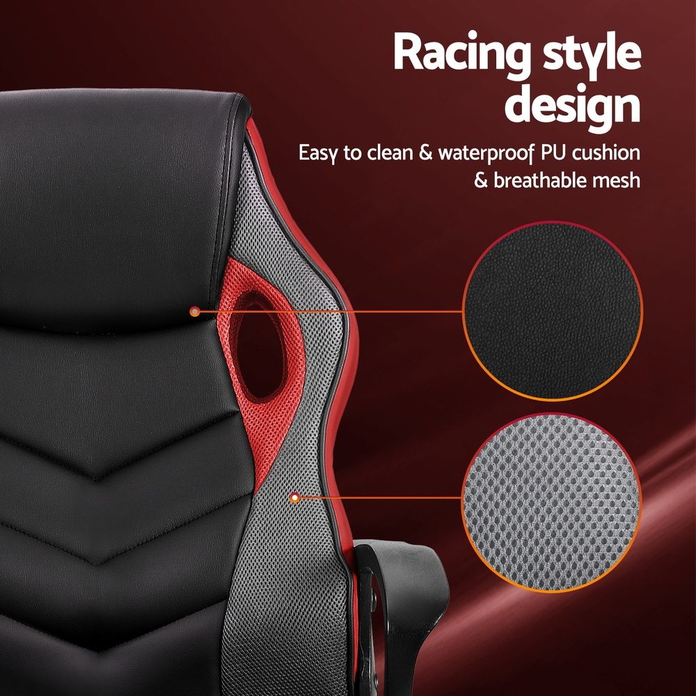 Artiss High-Back Ergonomic Gaming Office Computer Chair (Red) - Image 4