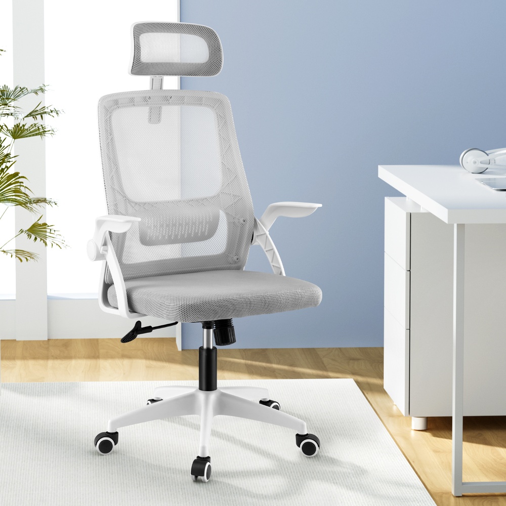 Artiss Adjustable Headrest Ergonomic Grey Office Chair