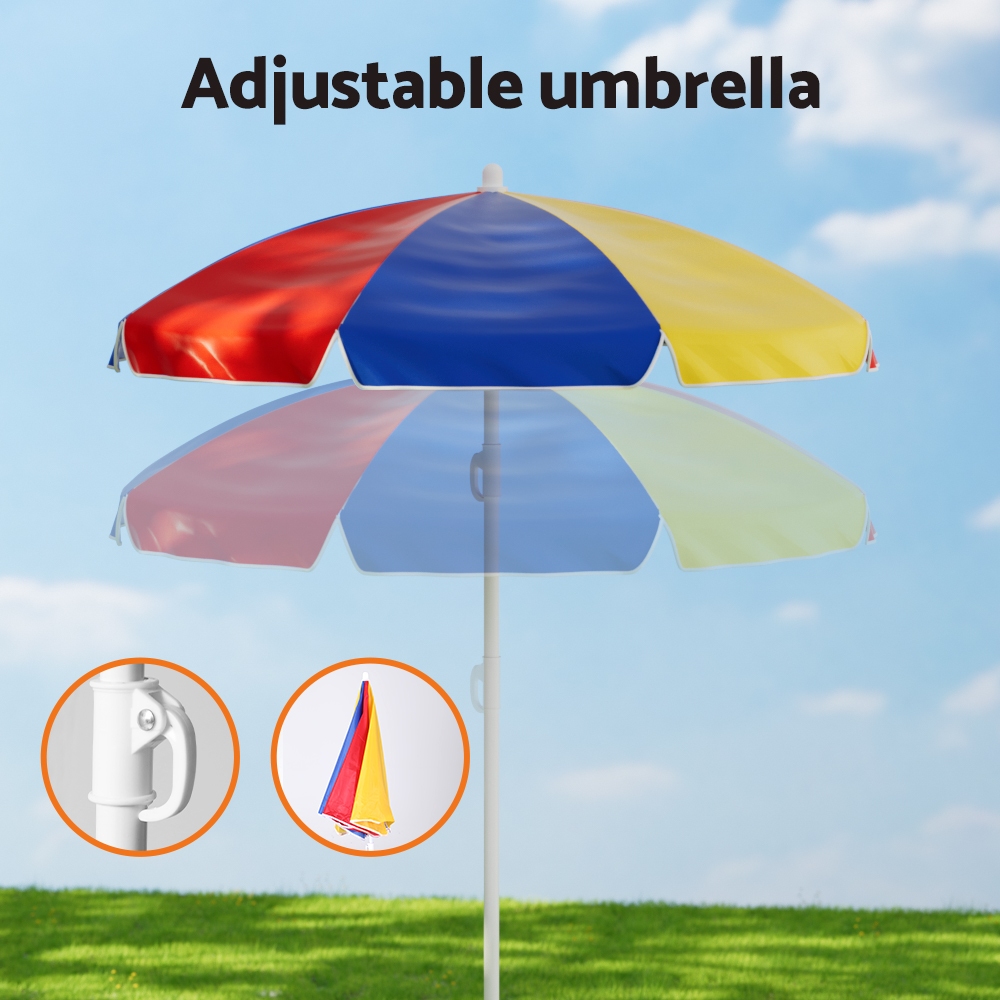 Keezi Kids Outdoor Table and Chairs Set Picnic Bench Umbrella - Image 5