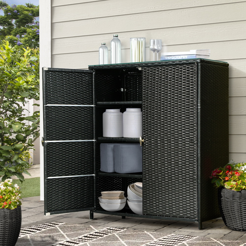 Gardeon Outdoor Storage Cabinet Box Wicker Shelf Chest