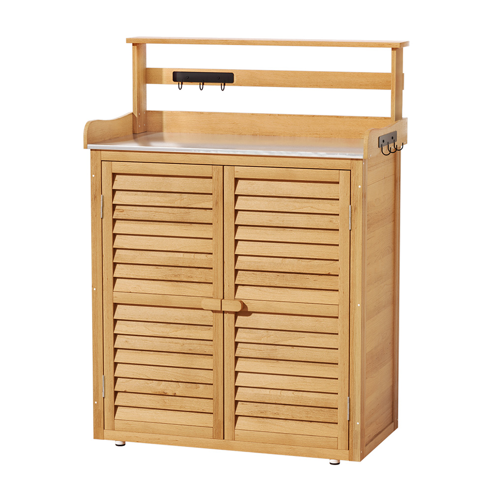 Gardeon Outdoor Storage Cabinet Potting Bench Table Shelf - Image 3