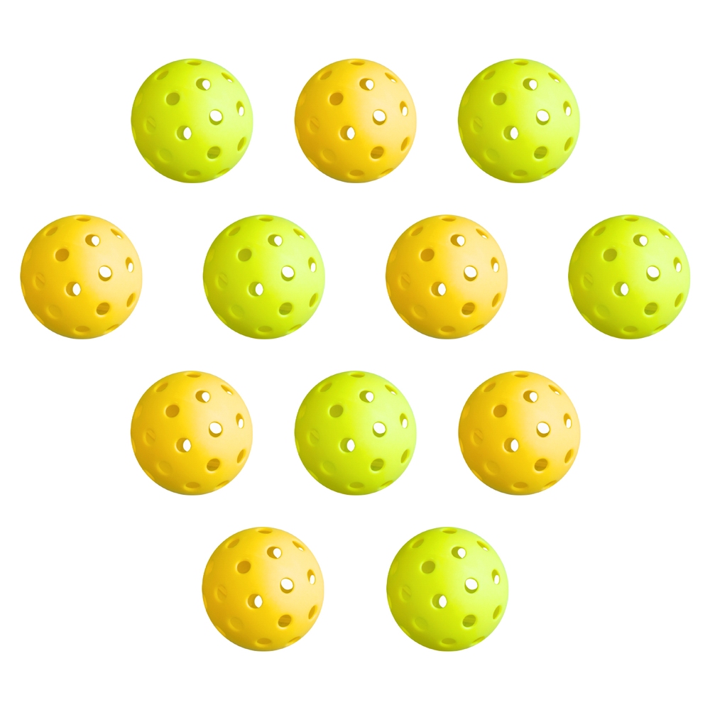 Everfit 12PC Pickleballs Set 40-Hole Indoor Outdoor PE Balls Green Yellow