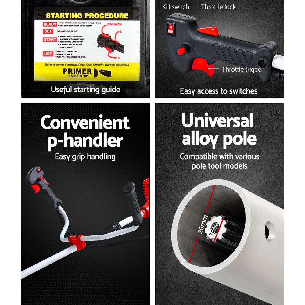 Giantz 2 Stroke Pole Chainsaw Tree Pruner - 7 in 1 - Image 6