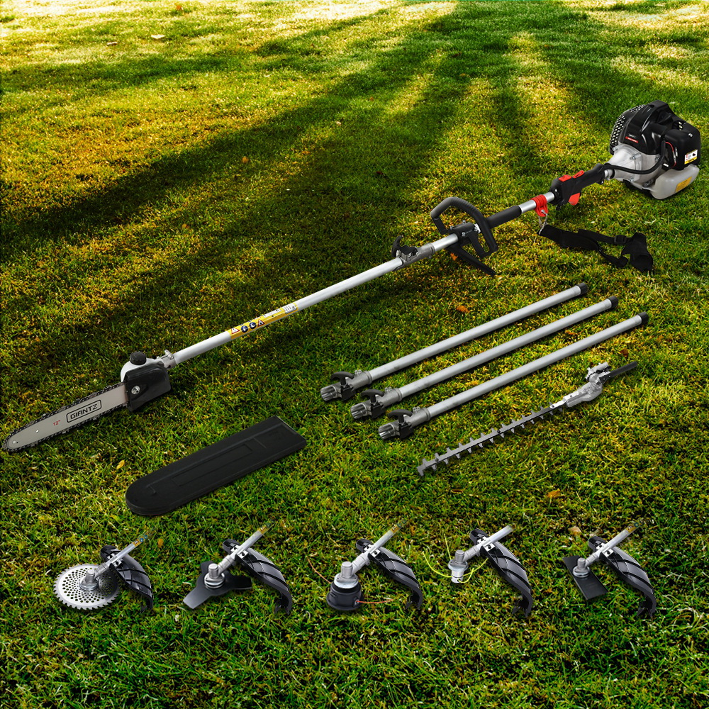 Giantz 62CC 7-in-1 Pole Chainsaw Hedge Trimmer and Brush Cutter Black